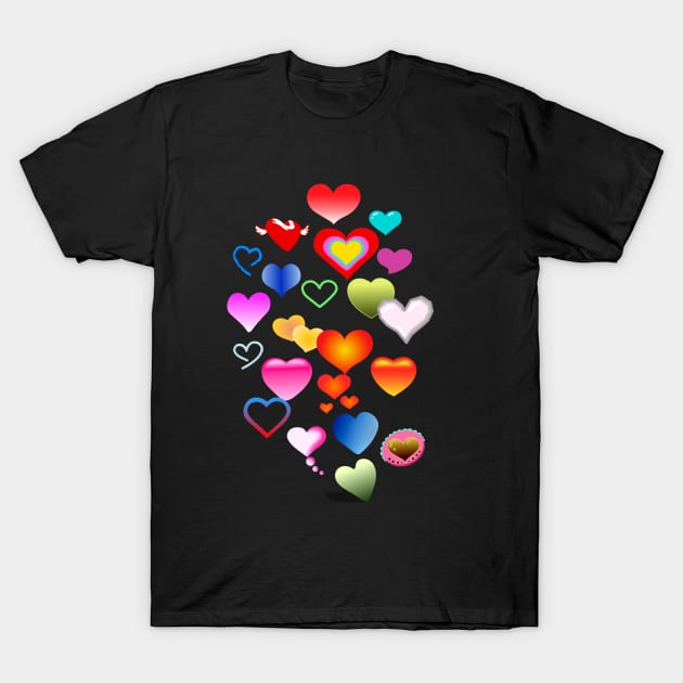 Iridescent One Hundred Hearts Logo Design T-shirt T-Shirt by Al-loony